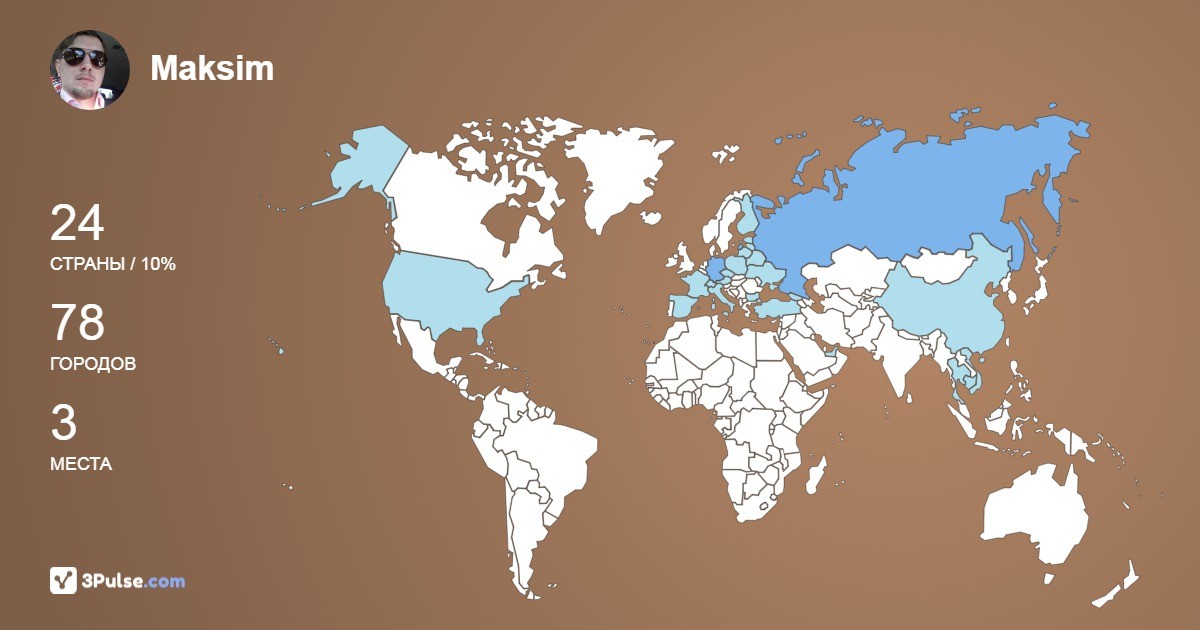 Maksim Shusharin's Travel Map Image