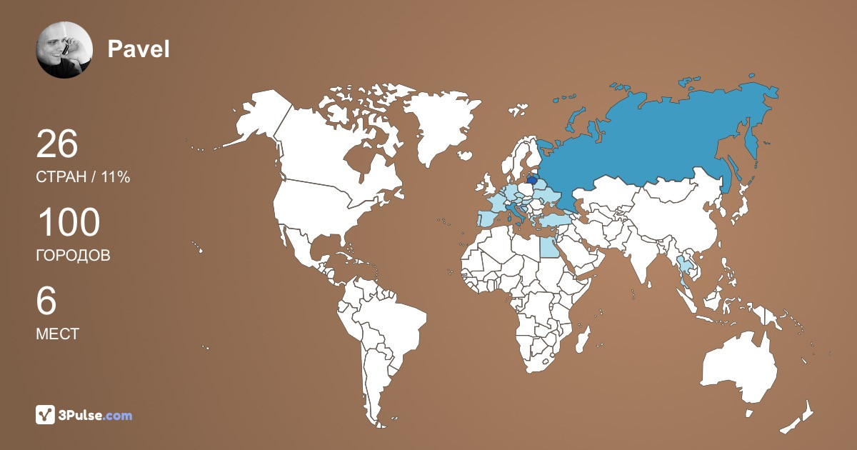 Pavel Grigorev's Travel Map Image