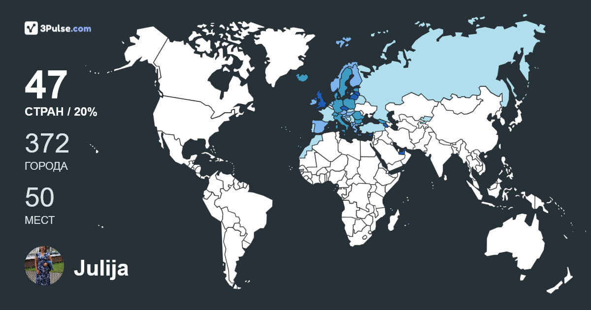 Julija Kovalevska Začeste's Travel Map Image