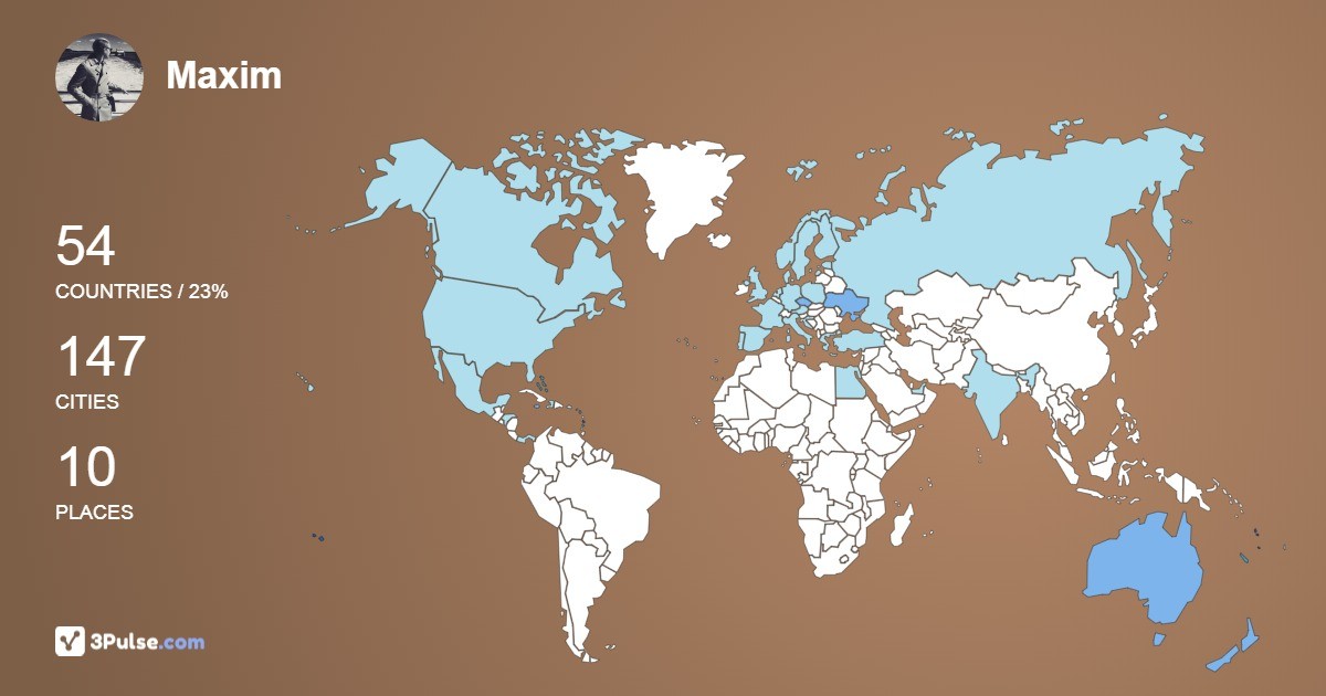 Изображение Карты путешествий Maxim Snigur