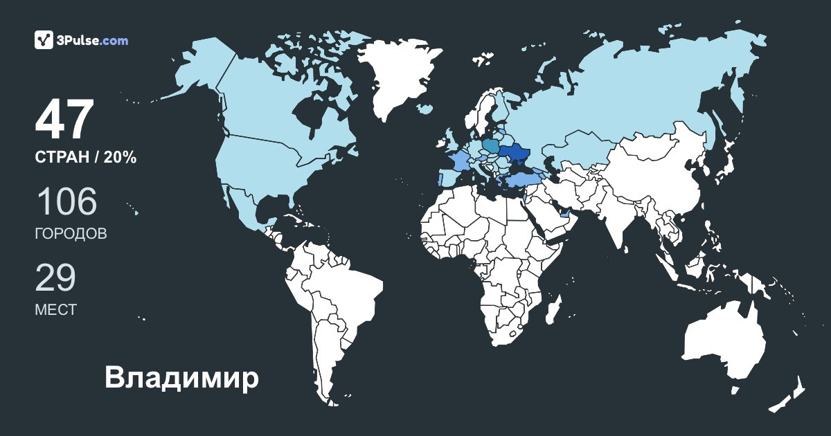 Владимир Андрусишин's Travel Map Image