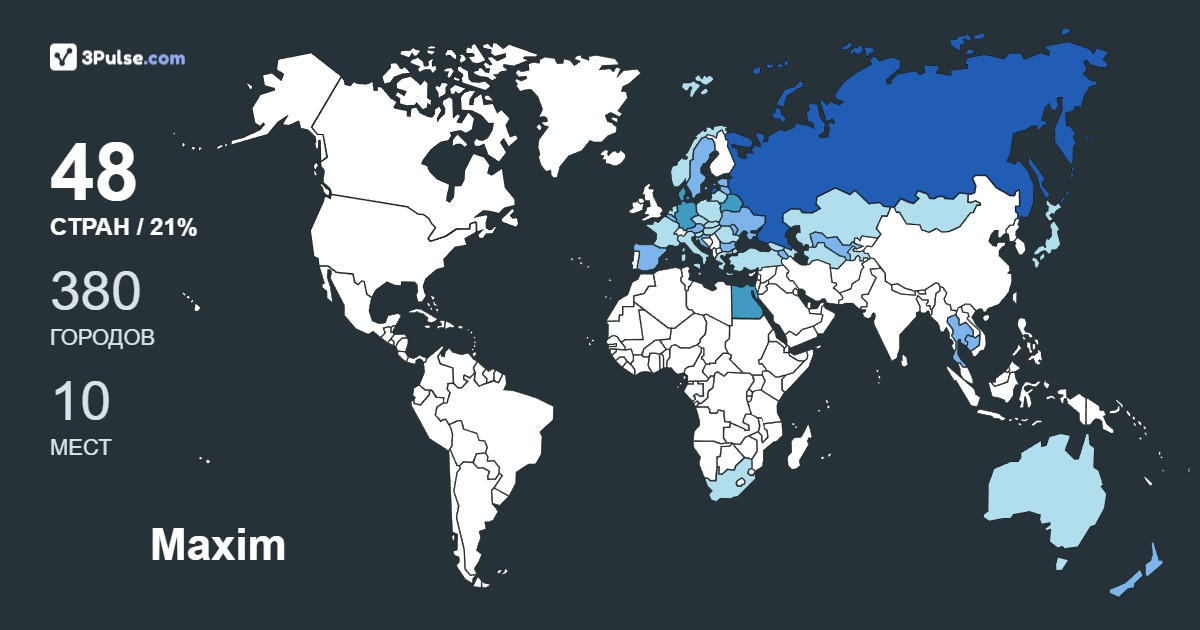 Изображение Карты путешествий Maxim Yakovlev