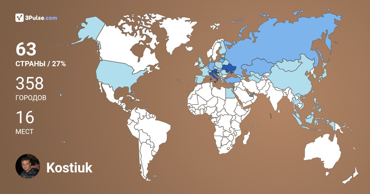 Kostiuk Dmytriy's Travel Map Image