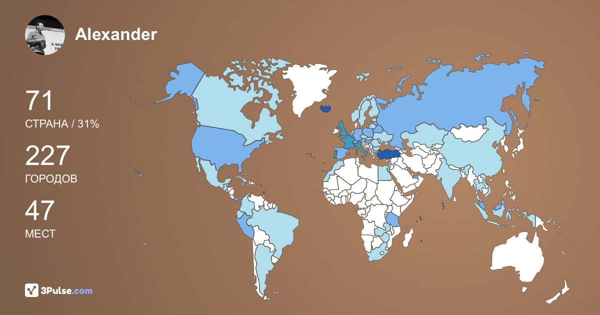 Alexander Terletskiy's Travel Map Image