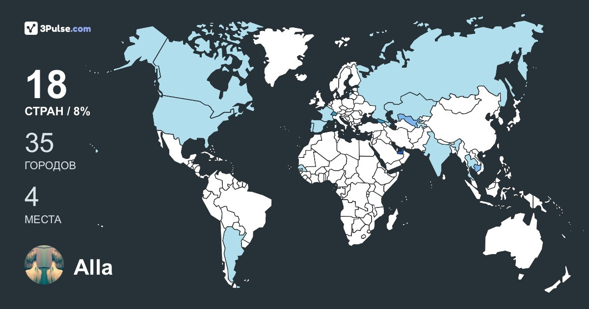 Alla Yurievna's Travel Map Image