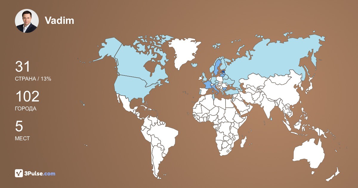 Vadim Belobrovtsev's Travel Map Image