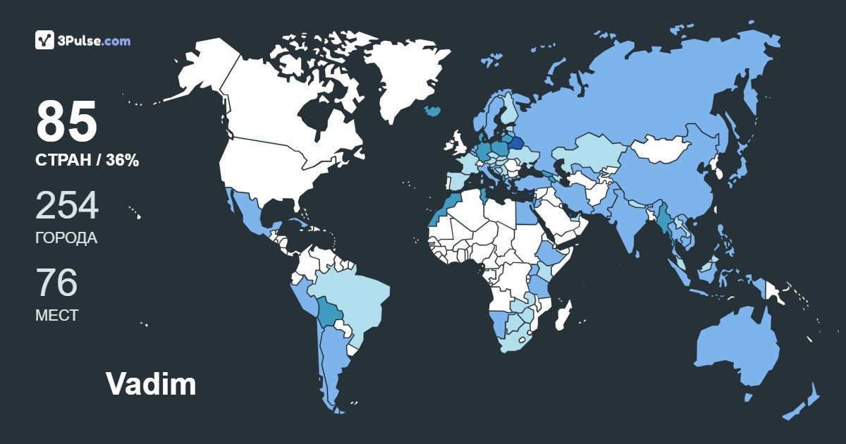 Vadim Ulyanov's Travel Map Image