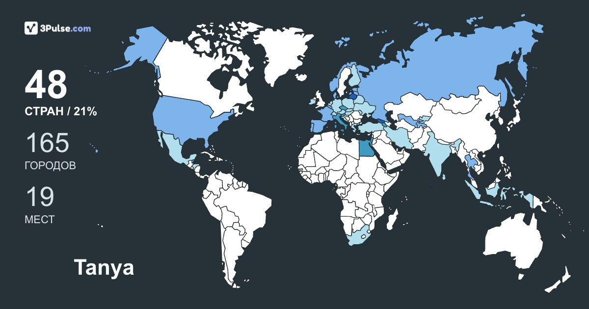 Tanya Kouznetsova's Travel Map Image