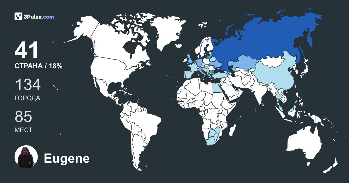 Eugene Petukhov's Travel Map Image