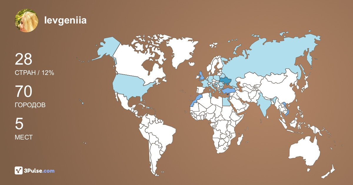 Ievgeniia Rudenko's Travel Map Image