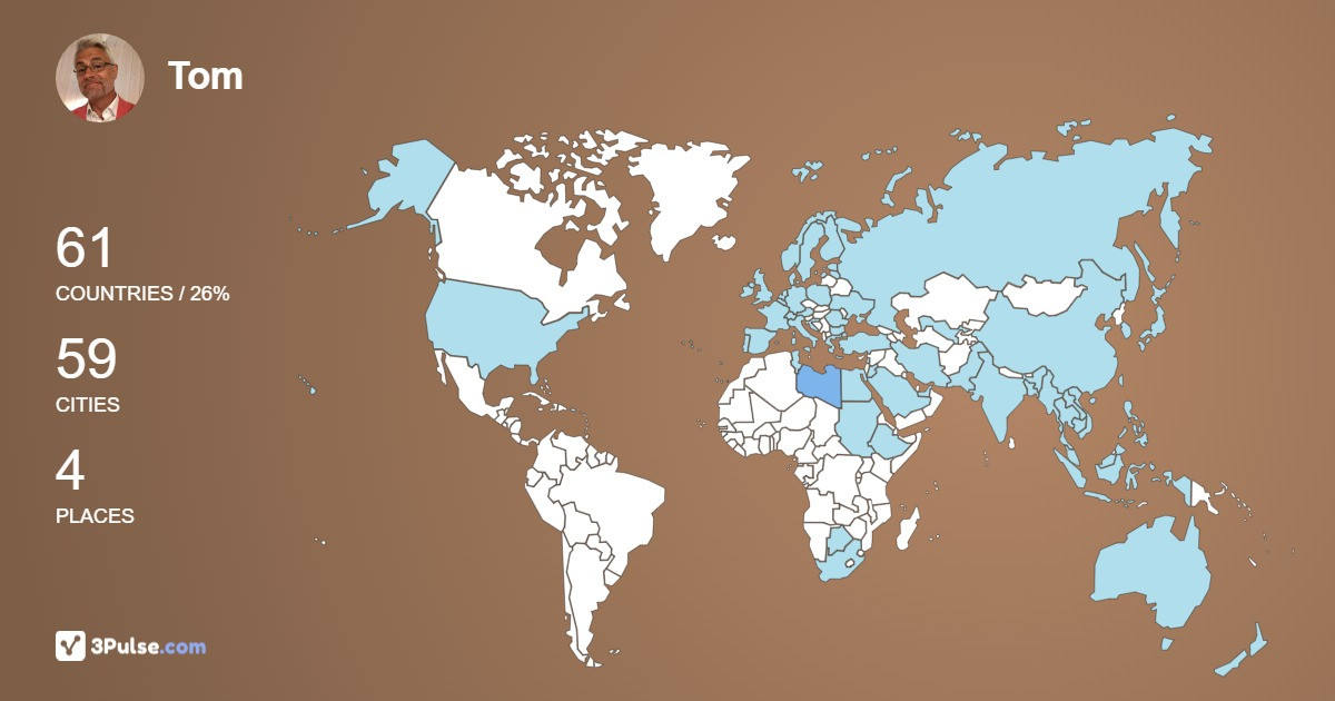 Tom Nygren's Travel Map Image