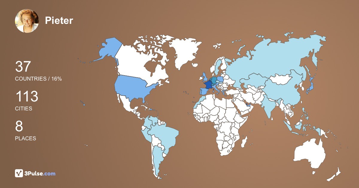 Pieter Jamart's Travel Map Image