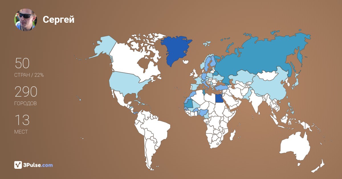 Сергей Ковалев's Travel Map Image