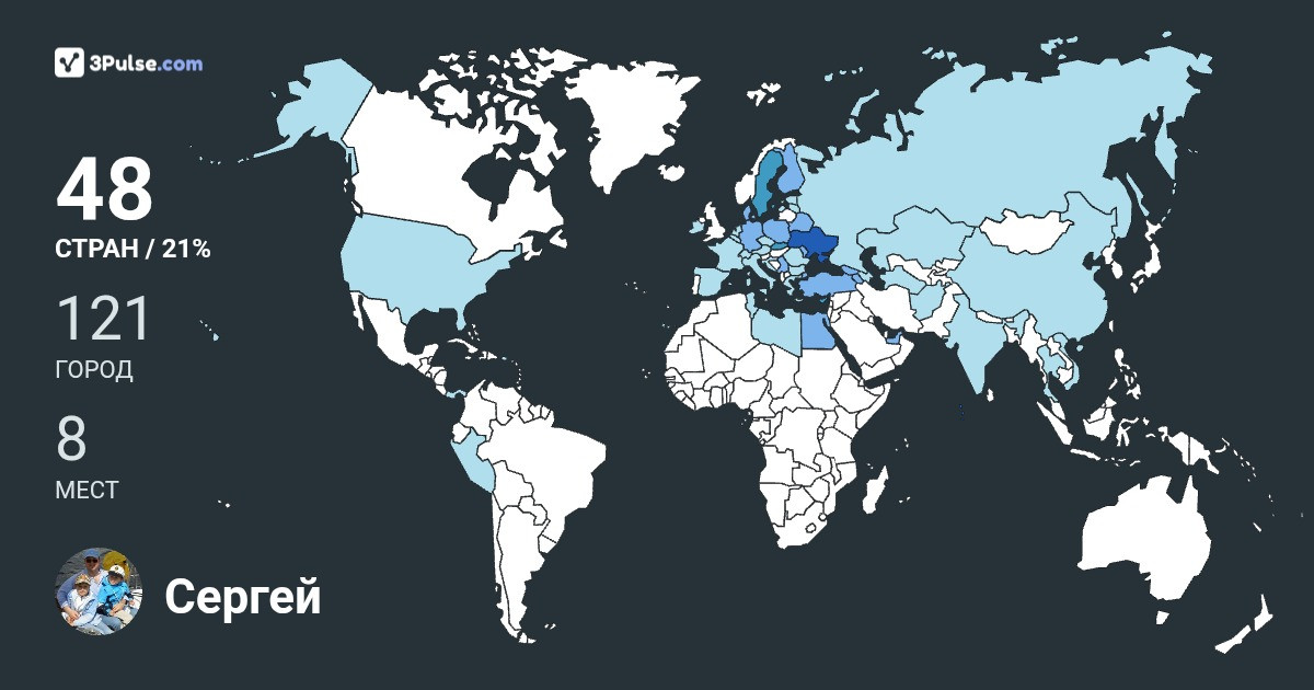 Сергей Волков's Travel Map Image