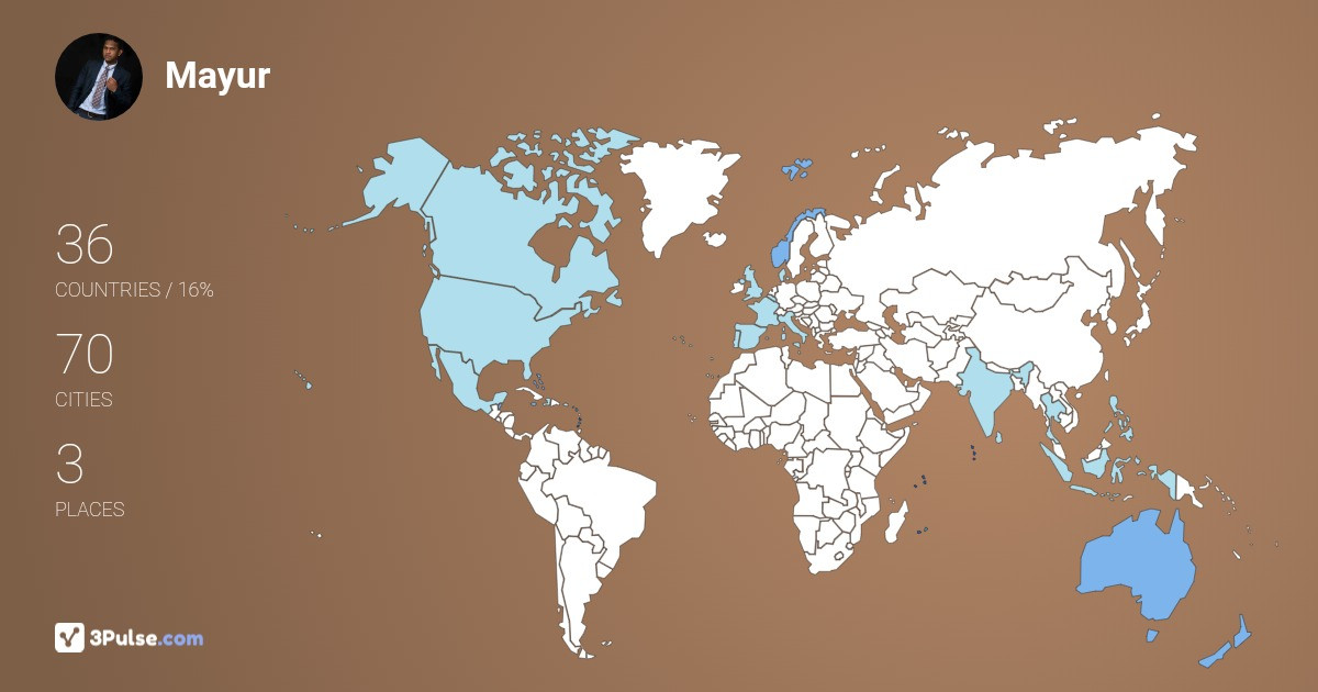 Mayur Kadam's Travel Map Image