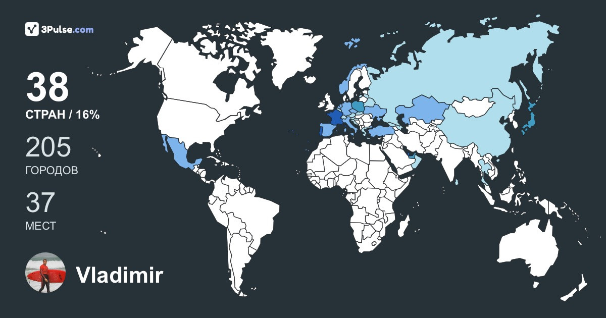 Vladimir Udot's Travel Map Image