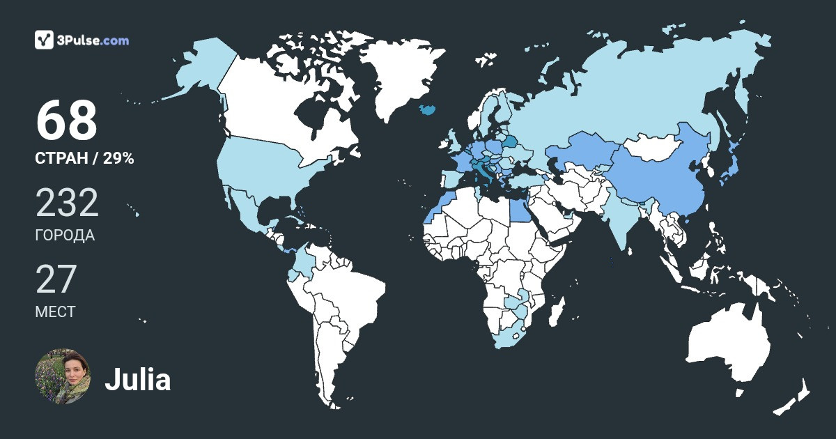 Julia Bondaruk Pavlova's Travel Map Image