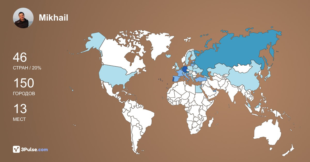 Mikhail Yugay's Travel Map Image