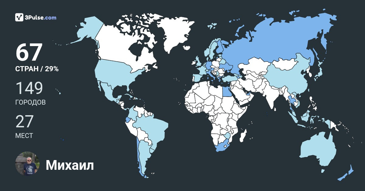 Михаил Винокуров's Travel Map Image