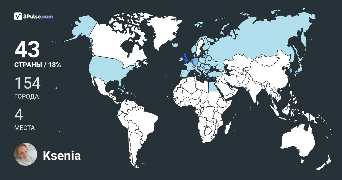 Ksenia Kuznetsova's Travel Map Image