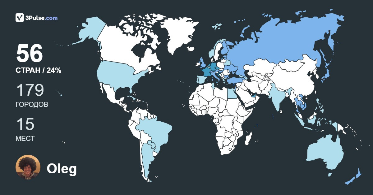 Oleg Tsybin's Travel Map Image