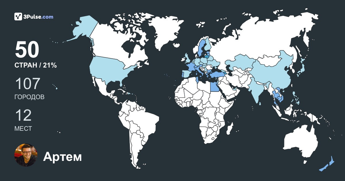Артем Огурцов's Travel Map Image