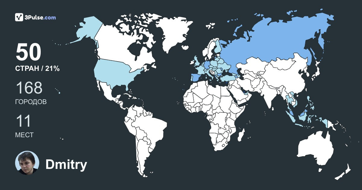 Dmitry Guselnikov's Travel Map Image