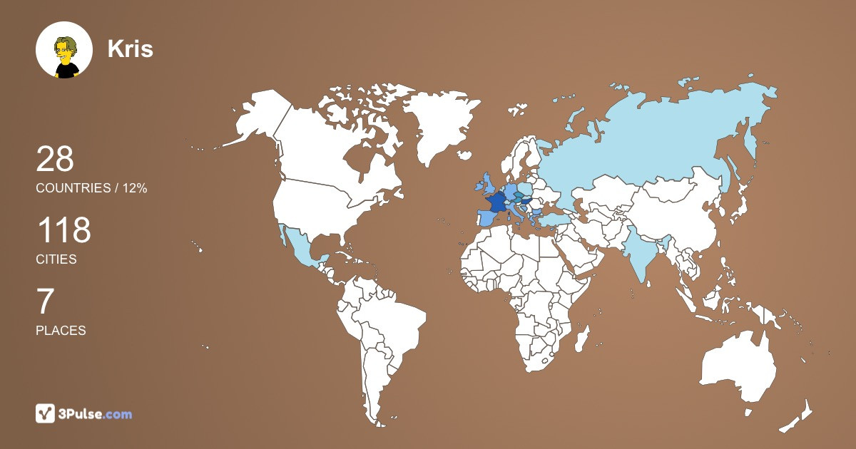 Kris DExelle's Travel Map Image