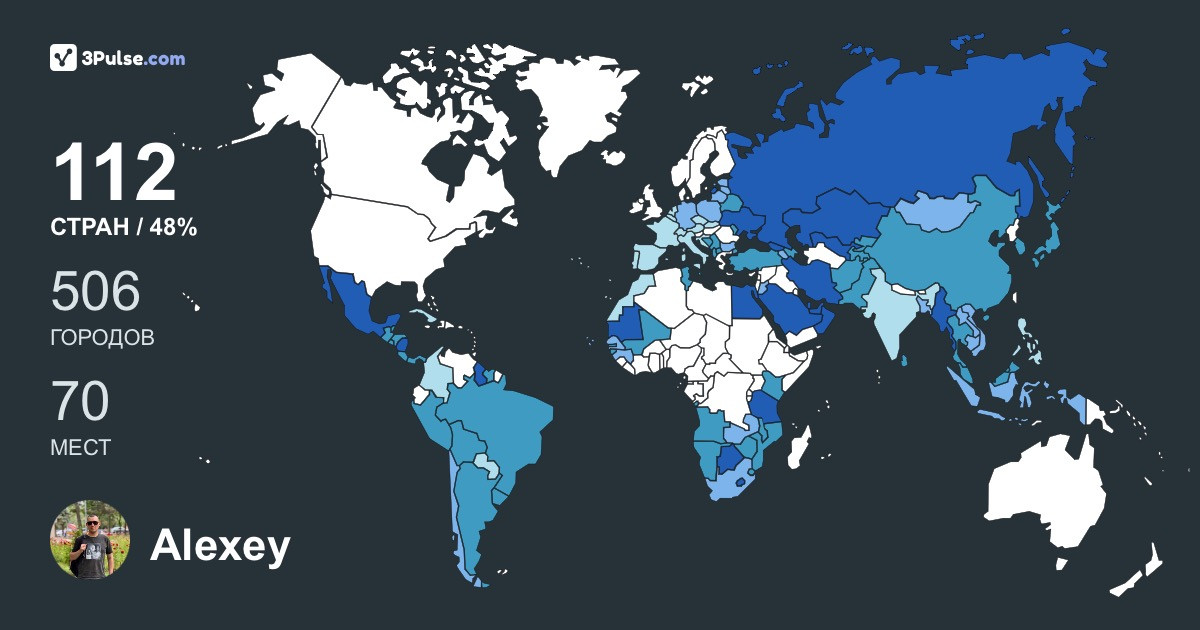 Alexey Kuleshov's Travel Map Image