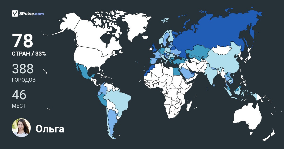 Ольга Варегина's Travel Map Image