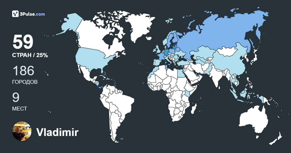 Vladimir Singariev's Travel Map Image