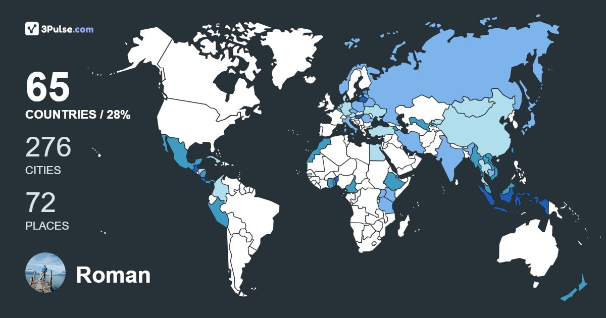 Roman Shakirov's Travel Map Image