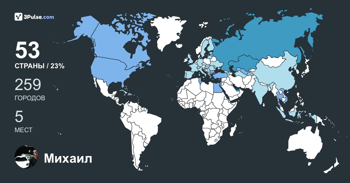 Михаил Мещерин's Travel Map Image