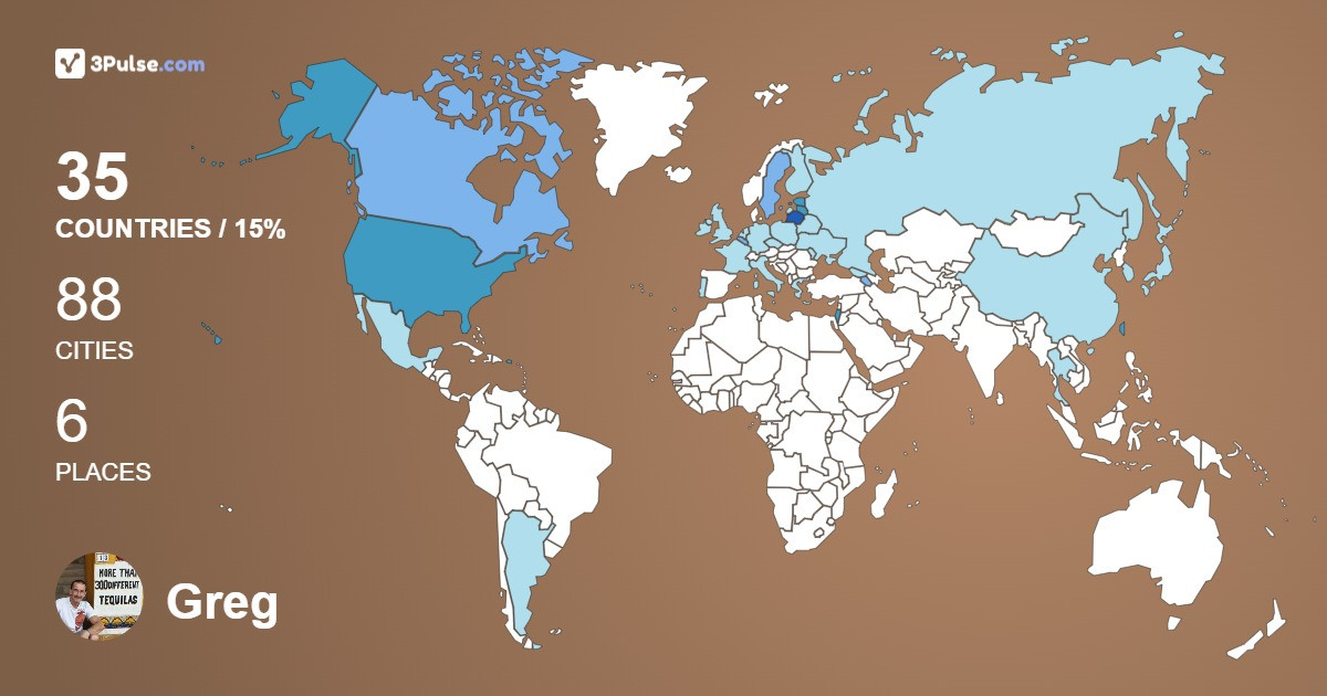 Greg Mirsky's Travel Map Image