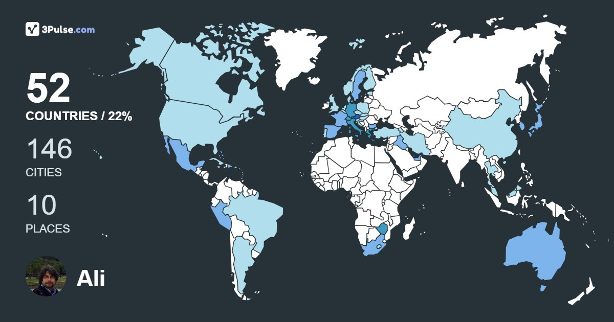 Ali Kavehzadeh's Travel Map Image