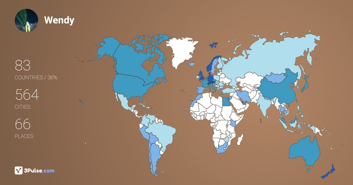 Wendy Cheng's Travel Map Image