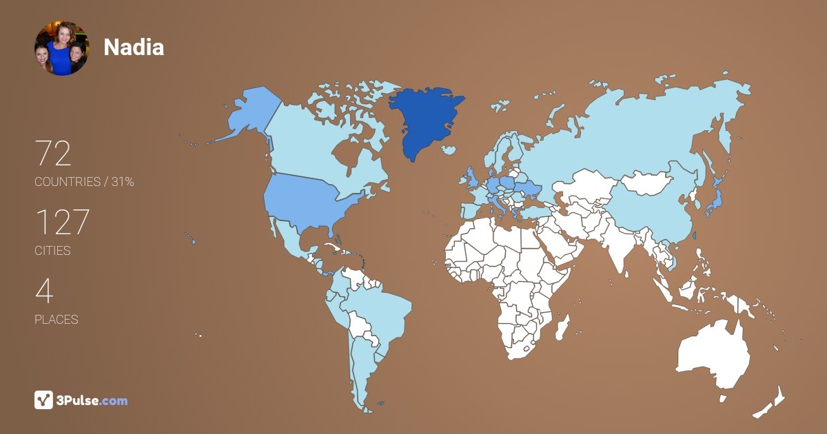 Nadia Tserkunyk's Travel Map Image