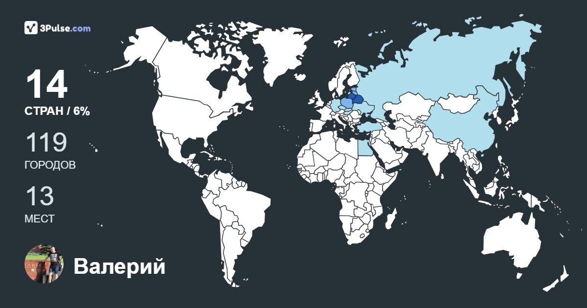 Валерий Сакунов's Travel Map Image