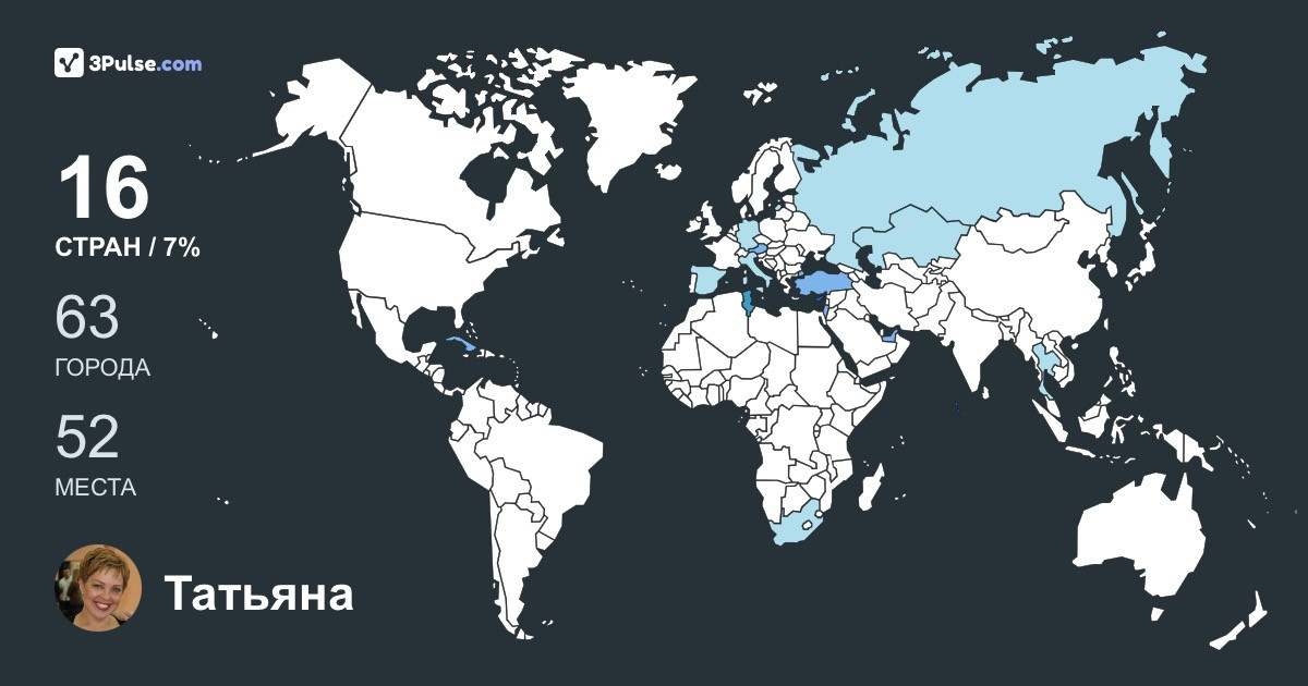 Татьяна Мирошникова's Travel Map Image
