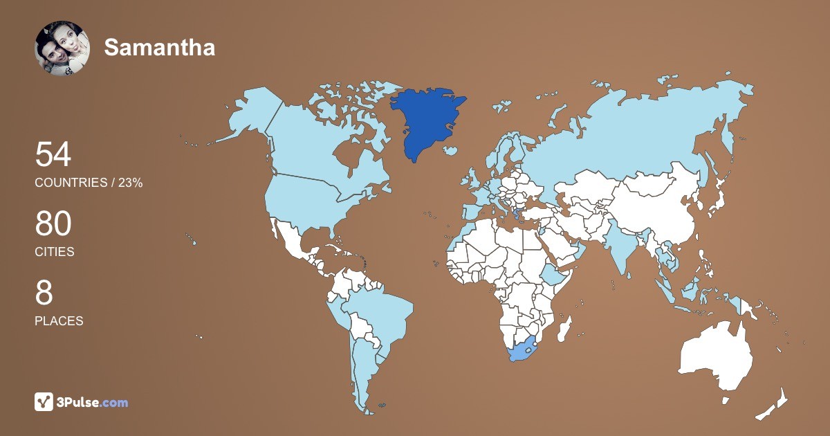 Samantha Oelofse's Travel Map Image