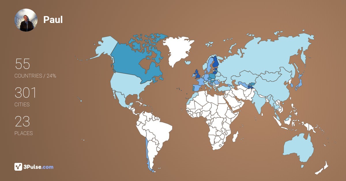 Paul Fryer's Travel Map Image