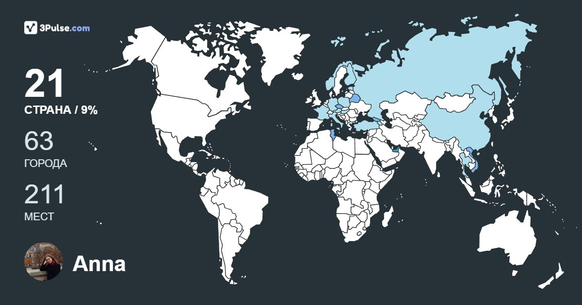 Anna Kuznetsova's Travel Map Image