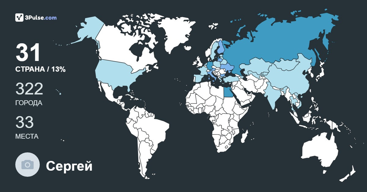 Сергей Карманов's Travel Map Image