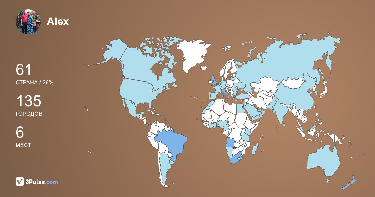 Alex Vonsovych's Travel Map Image