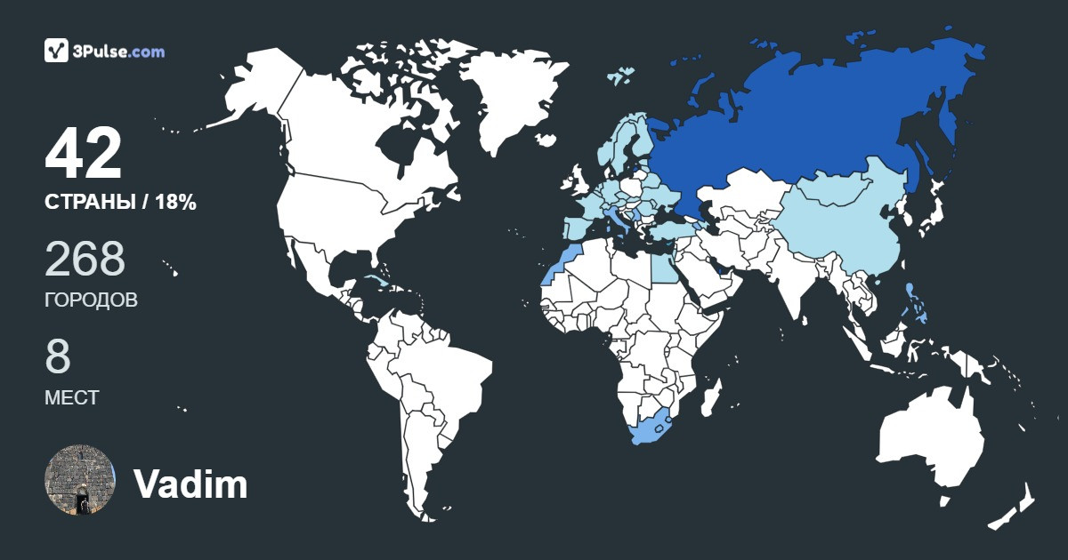 Vadim Razuvaev's Travel Map Image