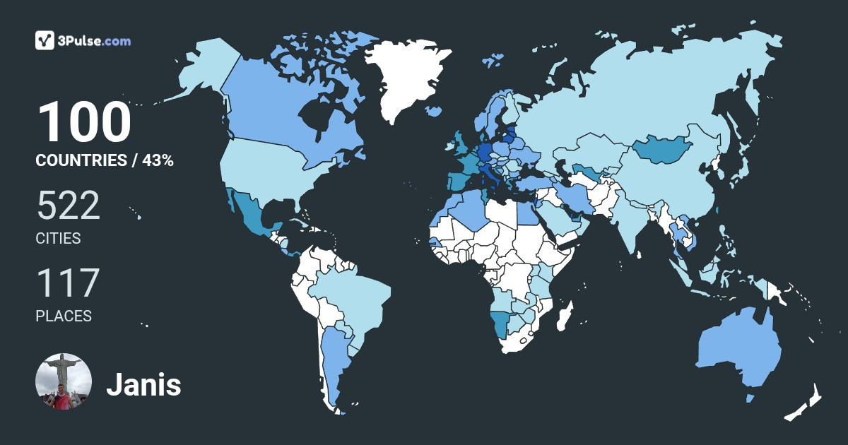 Janis Kruze's Travel Map Image