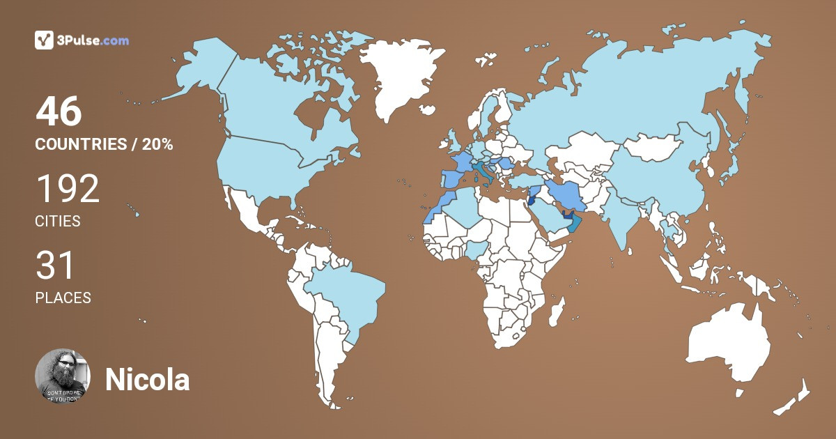 Nicola Mosto's Travel Map Image