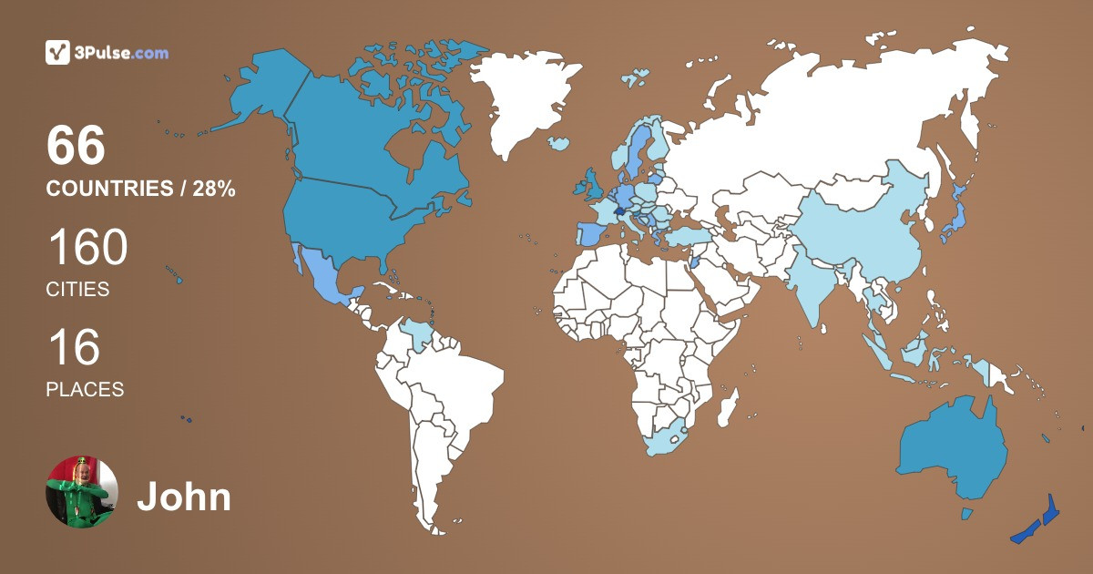 John Egan's Travel Map Image