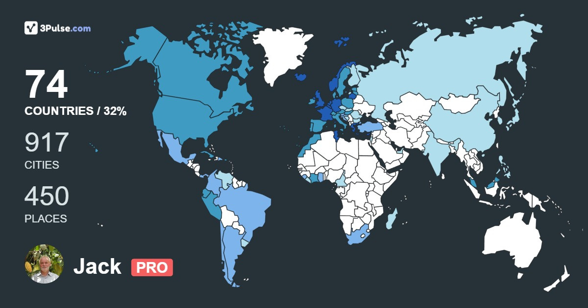 Jack Steijn's Travel Map Image