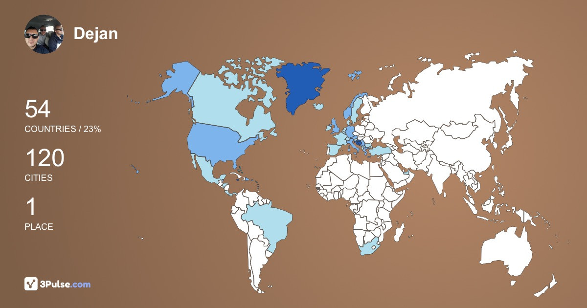 Dejan Bojic's Travel Map Image